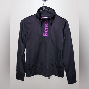 Bench Women's Black Bomber Jacket with Purple Details